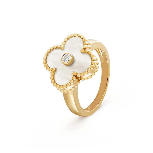 [LuxJewelry]CLOVER PINK MOP RING GOLD DIAMOND