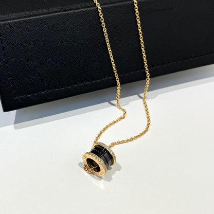 [LuxJewelry]ZERO 1 BLACK CERAMIC DIAMOND PINK GOLD NECKLACE